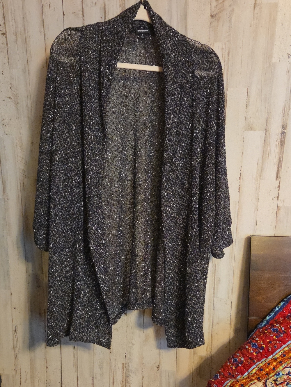 torrid Black Speckled Open-Front Cardigan
